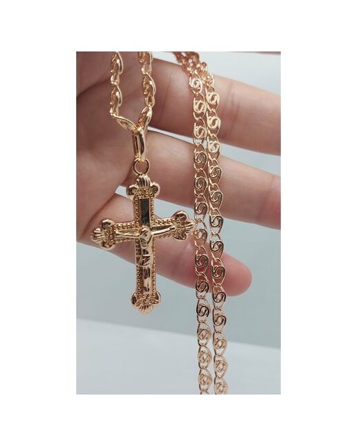Fashion Jewelry Славянский оберег комплект украшений Позолоченная цепочка и подвеска крест длина 60 см.