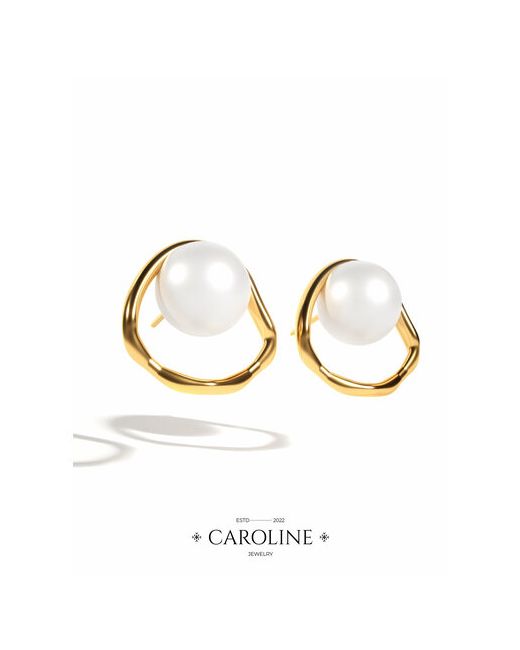 Caroline Jewelry Серьги пусеты кристалл жемчуг имитация