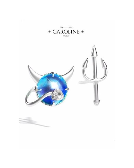Caroline Jewelry Серьги пусеты акрил лунный камень серебряный