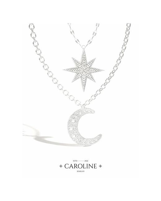 Caroline Jewelry Колье кристалл длина 40 см. серебряный