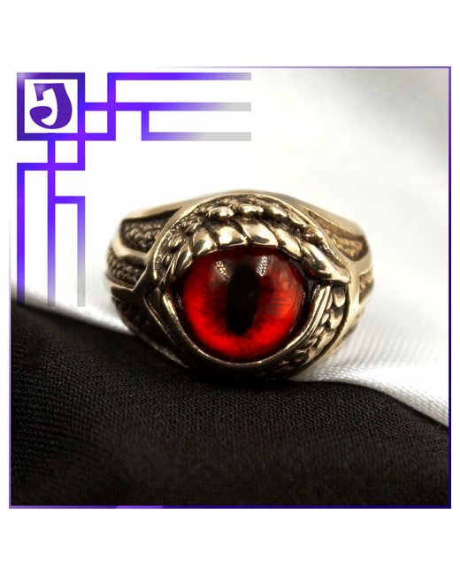 Joker-studio Печатка кольцо красный Глаз Дракона стекло размер 18