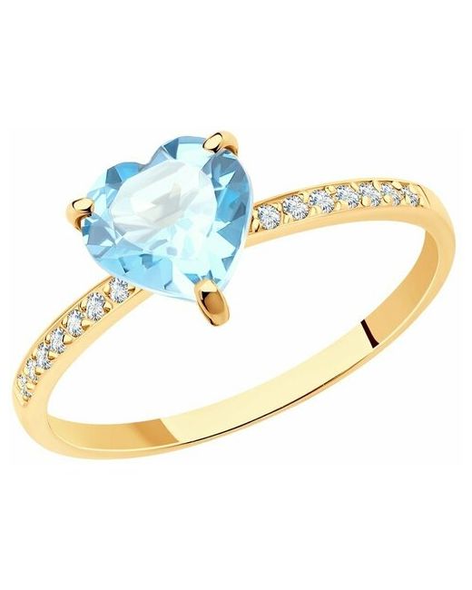 Diamant online Кольцо золото 585 проба топаз фианит размер 17.5