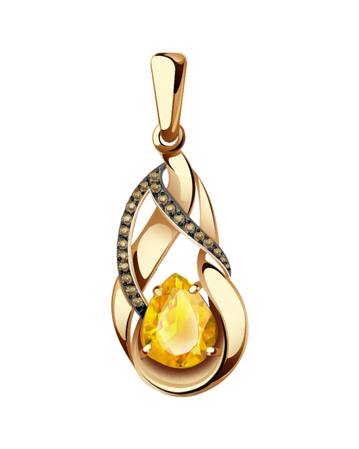 Diamant online Подвеска золото 585 проба цитрин фианит размер 2.6 см.