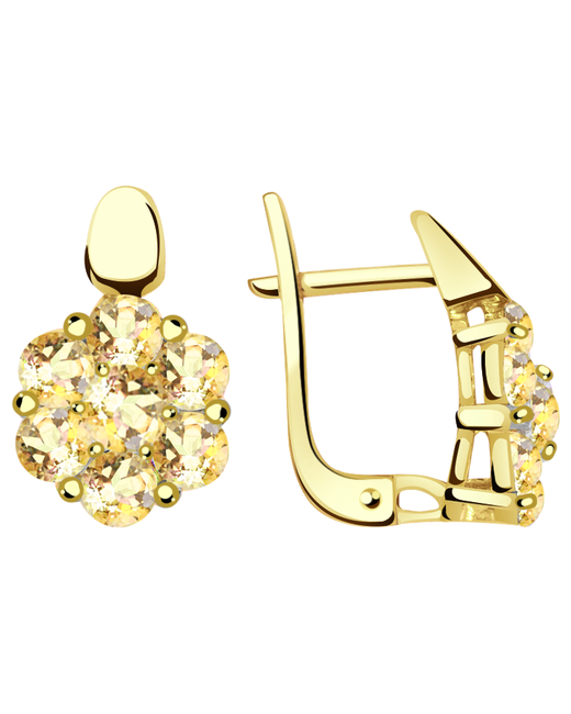 Diamant online Серьги желтое золото 585 проба кристаллы Swarovski длина 1.5 см.