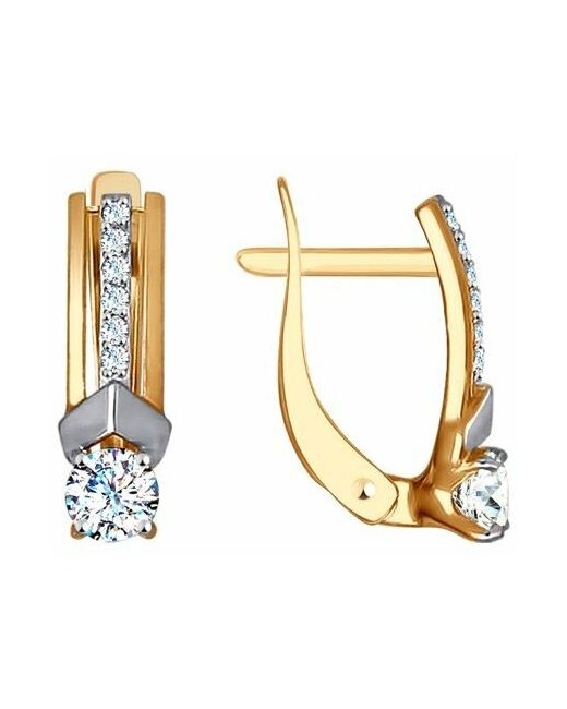 Diamant online Серьги золото 585 проба фианит длина 1.4 см.