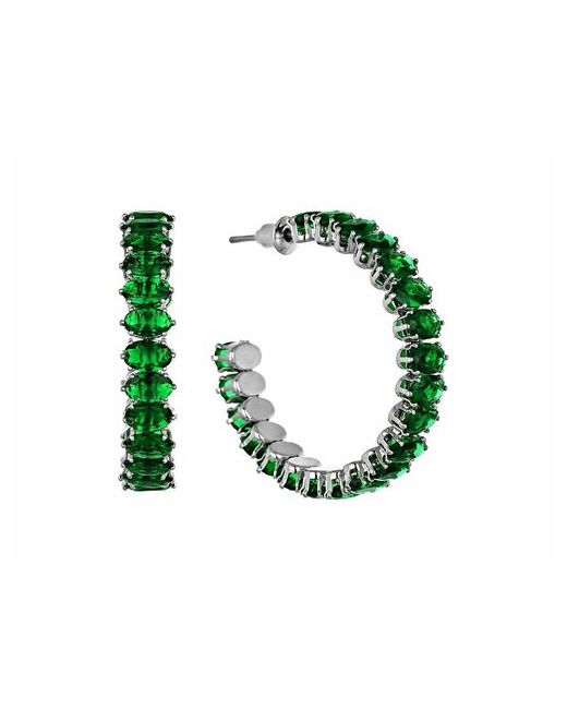 Shadel Accessories Серьги фианит размер/диаметр 4 мм. зеленый