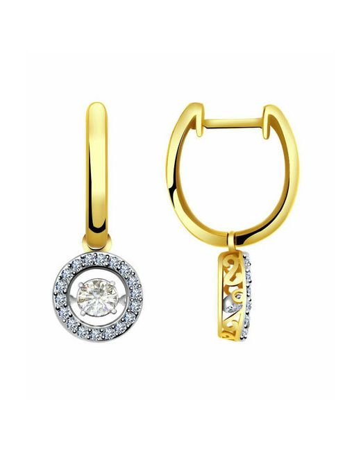 Diamant online Серьги желтое золото 585 проба бриллиант длина 2.2 см.