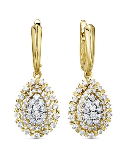 Diamant online Серьги желтое золото 585 проба бриллиант длина 3.6 см.