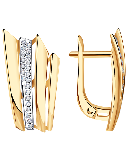 Diamant online Серьги золото 585 проба фианит длина 2.1 см.