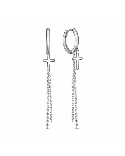 Sirius Jewelry Серьги серебро 925 проба родирование размер/диаметр 15 мм. длина 1.5 см. серебряный