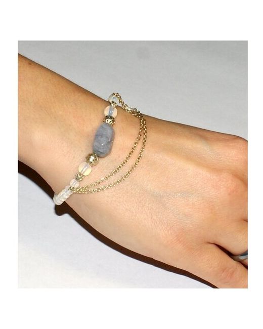 AV Jewelry Браслет-цепочка с натуральным аквамарином и лунным камнем размер 17-22 ручной работы аквамарин лунный камень 18 см. серебряный голубой