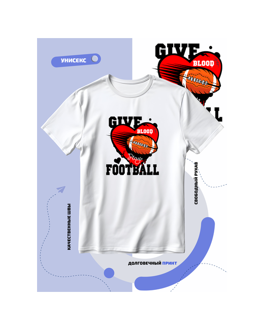 Smail-p Футболка give love football американский футбол мяч сердце кровь размер