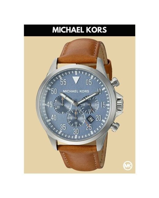 Michael Kors Наручные часы с синим циферблатом оригинал серебряный коричневый