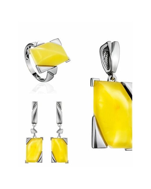 AmberHandMade Комплект бижутерии подвеска серьги кольцо янтарь