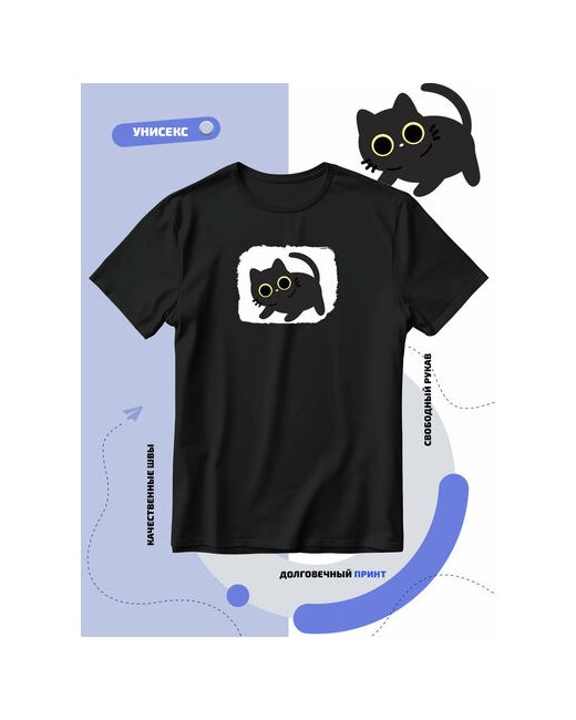 Smail-p Футболка котик с большими глазами в игривой позе размер 6XL