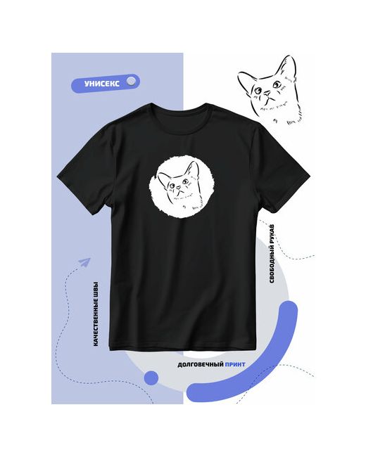 Smail-p Футболка очертания кота в минималистичном стиле размер