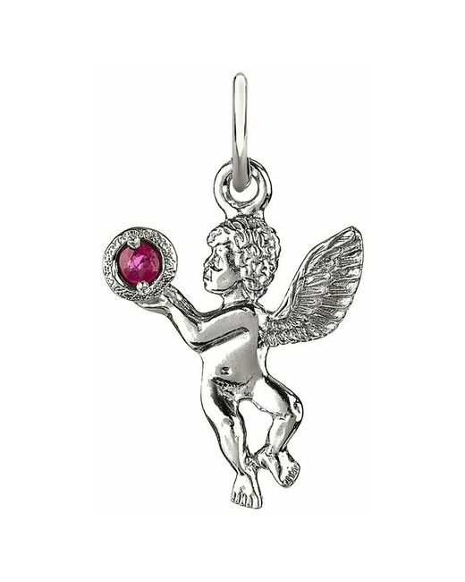 Corde Подвеска Серебряная подвеска ангел с натуральным рубином серебро 925 проба родирование рубин размер 2.5 см.