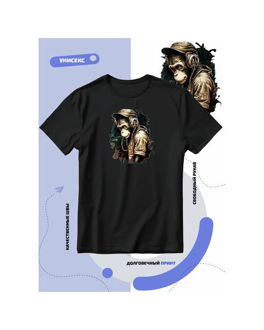 Smail-p Футболка шимпанзе в кепке футболке и наушниках размер 4XS