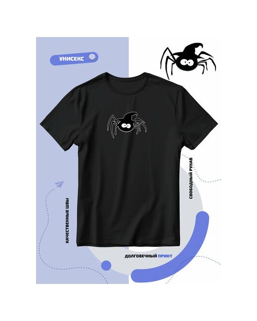 Smail-p Футболка паук с большими глазами в ведьминской шляпе размер 3XL