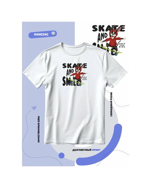 Smail-p Футболка песик с высунутым языком верхом на скейтборде размер 8XL