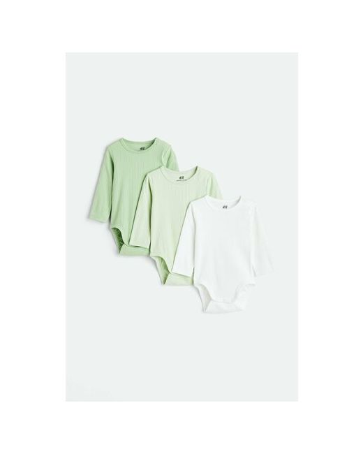 H & M Боди комплект из 3 шт. размер зеленый белый
