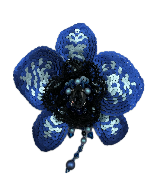 Королевство Птички & Бабочки Брошь жемчуг имитация бисер Swarovski Zirconia синий черный