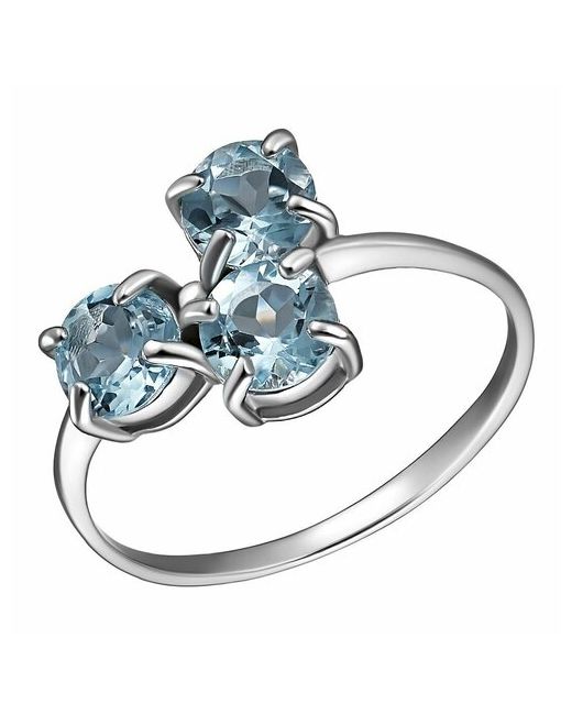 UVI Ювелирочка Перстень Серебряное кольцо 925 пробы с Топазами серебро проба родирование топаз голубой серебряный