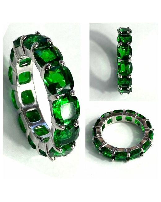 Florento Кольцо хрусталь размер 17 серебряный зеленый