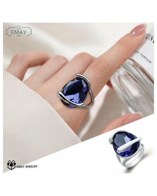 Emay Кольцо шпинель искусственный камень размер 20 серебряный фиолетовый
