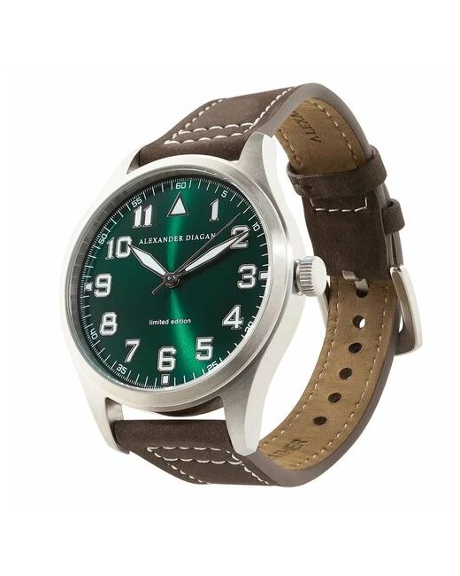 Alexander Diagan Наручные часы 1500EarthArmy Green серебряный коричневый