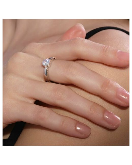 UVI Ювелирочка Перстень Серебряное кольцо с фианитом серебро 925 проба родирование фианит размер 16.5 бесцветный серебряный