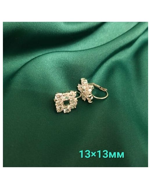 Fashion Jewelry Серьги одиночные стекло искусственный камень размер/диаметр 13 мм серебряный