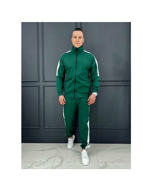 JOOLs Fashion Костюм спортивный летний с олимпийкой и джоггерами размер 48 белый зеленый