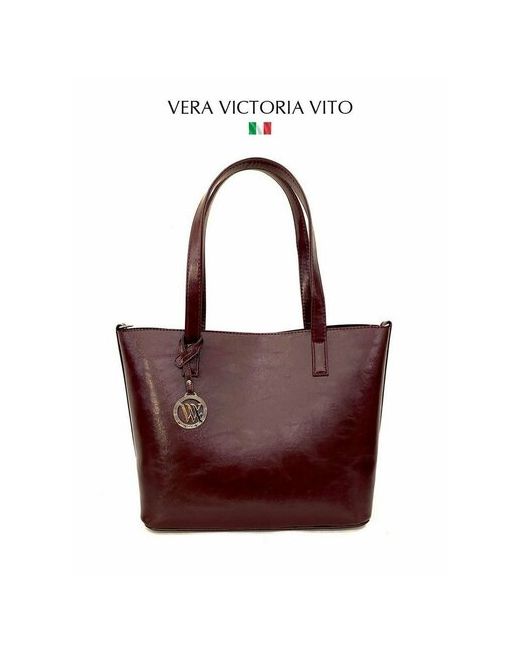 Vera Victoria Vito Сумка шоппер фактура гладкая бордовый серебряный