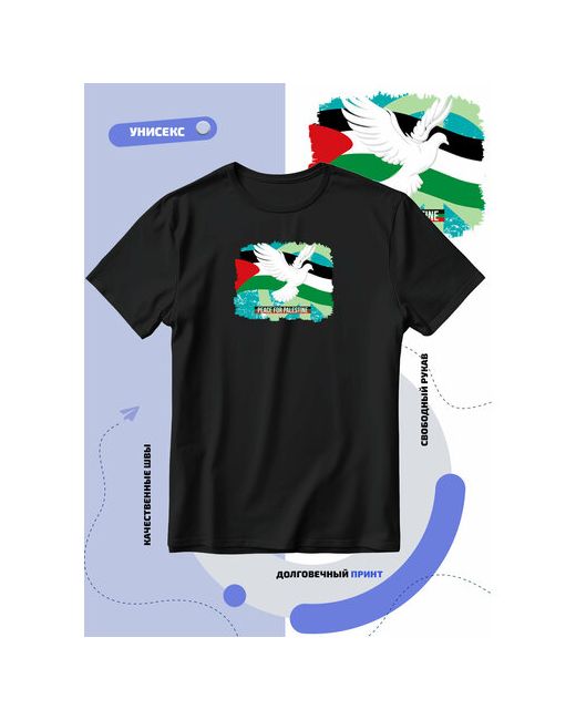 Smail-p Футболка голубь летит на фоне флага палестины и знака мира размер