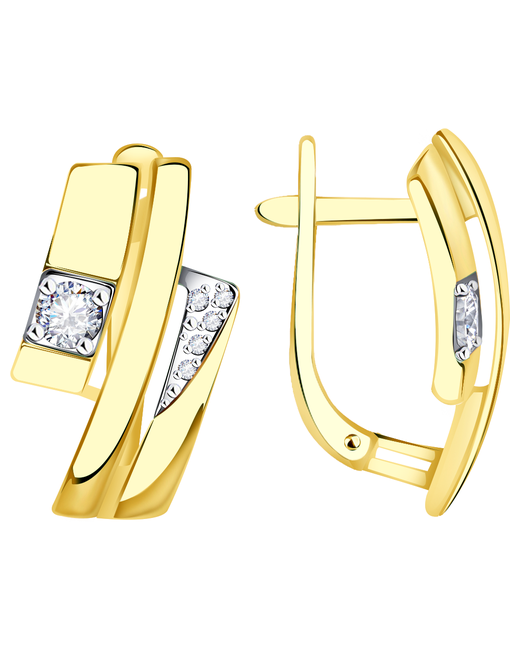 Diamant online Серьги золото 585 проба фианит длина 1.7 см