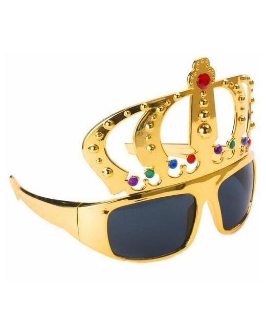 Веселуха Карнавальные очки Царская корона золотые украшение для праздника