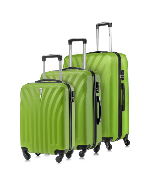 L'Case Комплект чемоданов Phuket 3 шт. 133 л размер зеленый