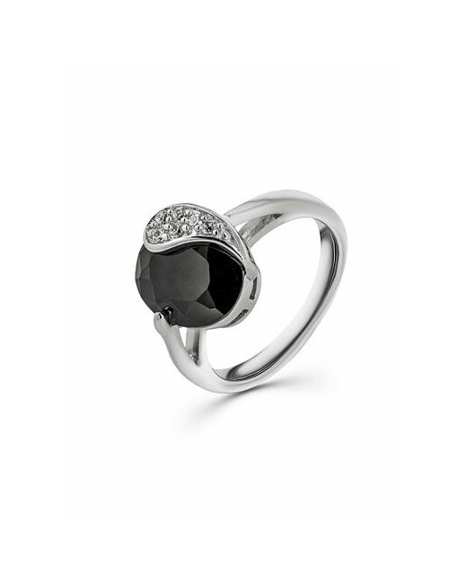 L-Silver Кольцо серебро 925 проба родирование фианит размер 18 черный серебряный