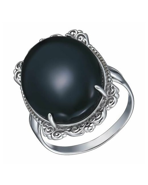 UVI Ювелирочка Перстень Серебряное кольцо 925 пробы с Агатом серебро проба родирование агат размер 18 черный серебряный
