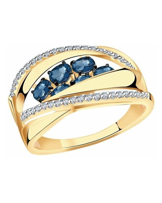 Diamant online Кольцо золото 585 проба Лондон топаз фианит размер 20 синий