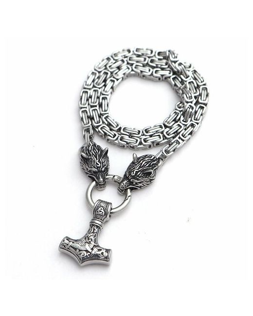 Onix_jewellery Цепь Цепочка на шею толстая с волком длина 55 см серебряный