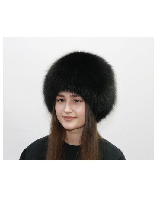 Мария Шапка Песцовая шапка с мордочкой размер 60 черный