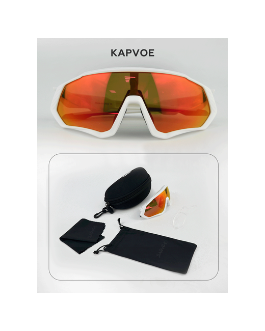Kapvoe Солнцезащитные очки Очки спортивные унисекс для лыж велосипеда туризма KE9408-08очкиБелыйКрасный оранжевый