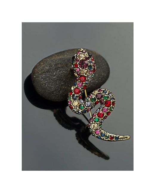 Petro-Jewelry Брошь Змея со стразами. Булавка с защитой от расстёгивания. Символ года стразы