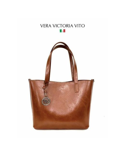 Vera Victoria Vito Сумка шоппер фактура гладкая серебряный коричневый