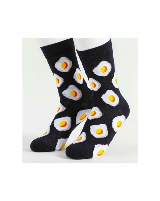 2Ak Носки Дизайнерские носки высокие с принтом Яичница размер желтый черный