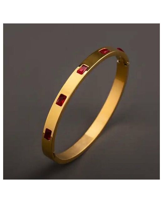 Sorona Jewelry Жесткий браслет циркон 1 шт. размер 17 см диаметр 6 коралловый золотистый