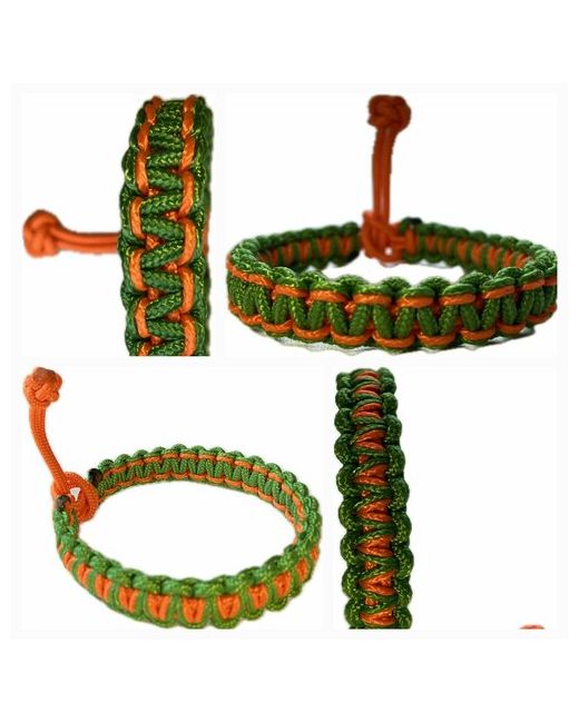 Sunny Street Славянский оберег плетеный браслет Зеленая Змейка 1 шт. размер 8 см диаметр 7 оранжевый зеленый