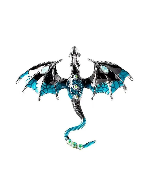 Кубикофф Брошь бирюзовый дракон эмаль синий зеленый